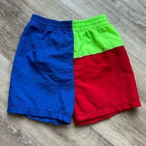 Vintage 80's Pro Spirit Kids Color Block Swim Trunks